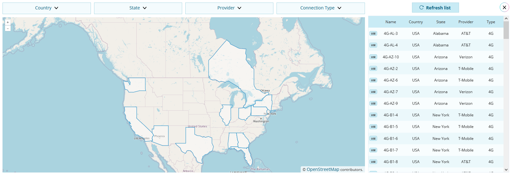 Proxy Panel – interactive map